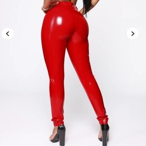 Matte Red Pleather Leggings NwT L